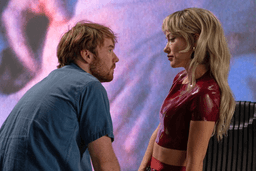This image released by Magnolia Pictures shows Olivia Wilde, right, and Cooper Hoffman in a scene from "I Want Your Sex." (Magnolia Pictures via AP)